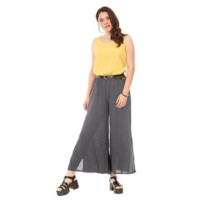 Oh My Gauze! Kate Pants Wide Leg Cropped Size Large XL 12 / 14 Dark Grey